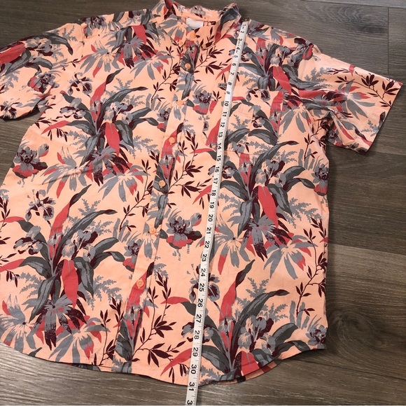 Columbia Mens Pink Orange Floral Hawaiian Button Down Shirt Regular Fit Size XL - Picture 3 of 10